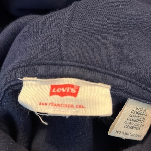 Levis Hoodie Sweatshirt Cropped Color block Navy Red White USA Sporty Size 3XL - Picture 3 of 8